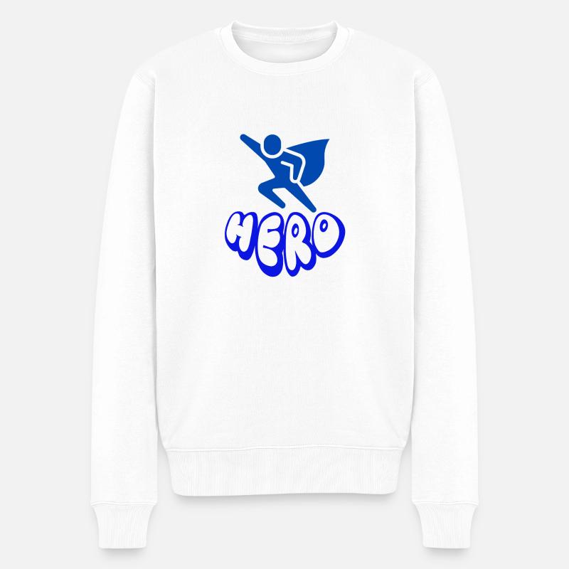 Hero - Männer Premium Bio Pullover - Weiß