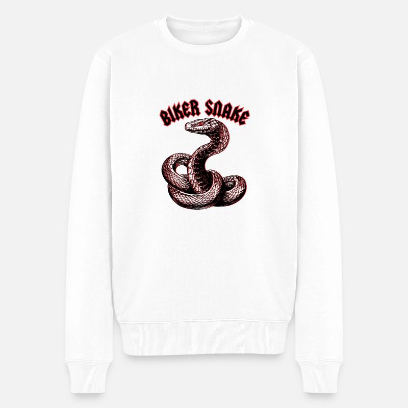 BIKER SNAKE - Männer Premium Bio Pullover - Weiß