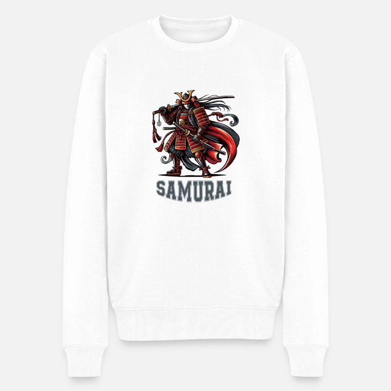 samurai comic - Männer Premium Bio Pullover - Weiß