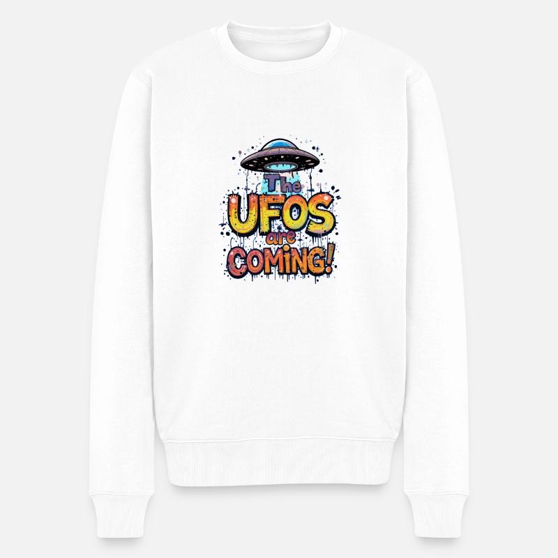 Die UFOs kommen - Männer Premium Bio Pullover - Weiß