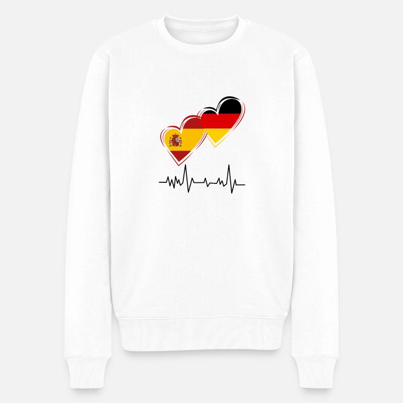 Spanien und Deutschland - Männer Premium Bio Pullover - Weiß