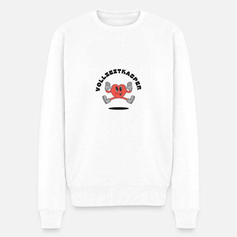 VOLLZEITKASPER - Männer Premium Bio Pullover - Weiß