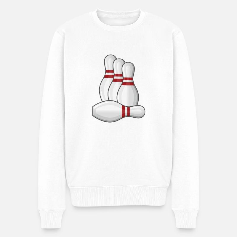 Bowling Strike Bowlingteam Pins - Männer Premium Bio Pullover - Weiß