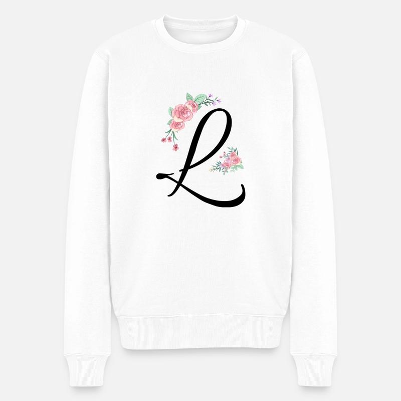 Buchstabe l Blumen - Männer Premium Bio Pullover - Weiß