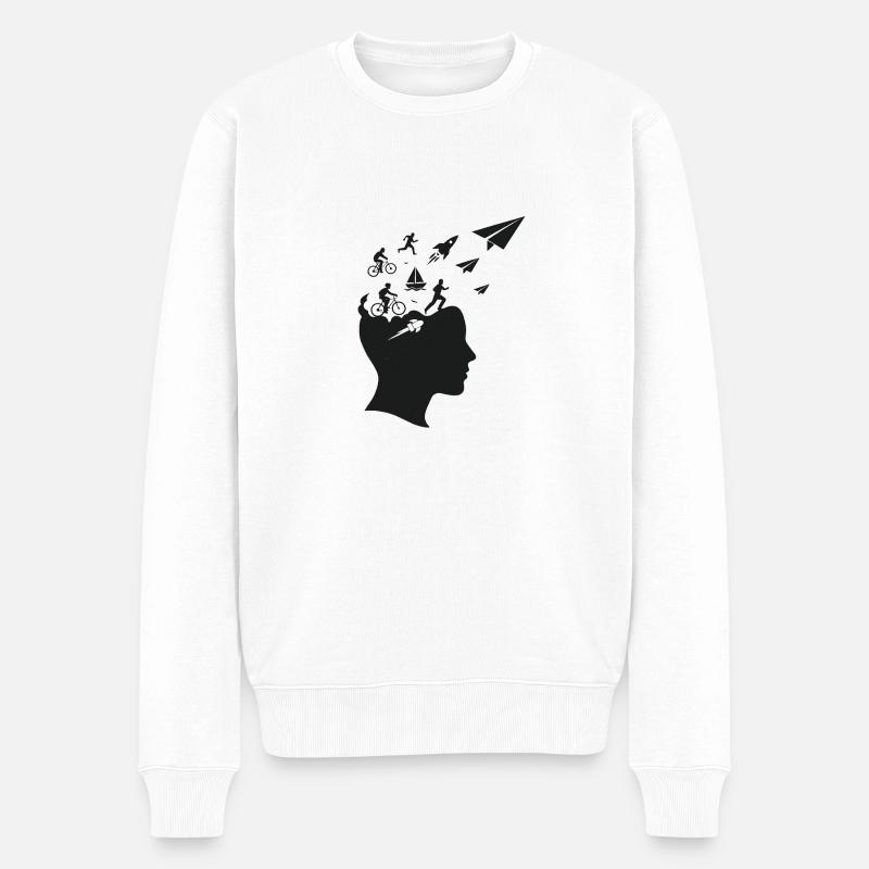 Gedankenflucht - Männer Premium Bio Pullover - Weiß
