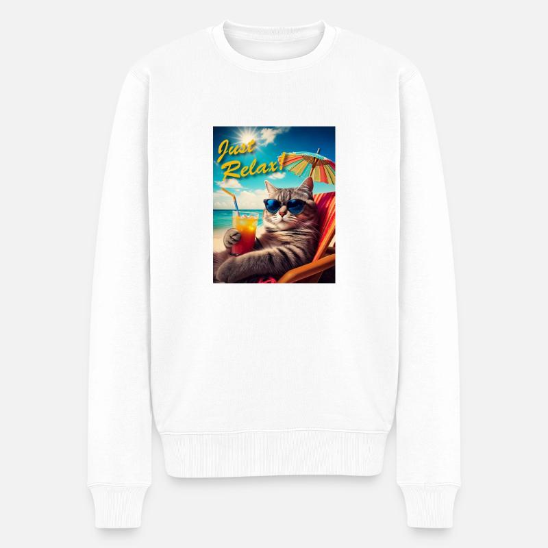 Just Relax Cat - Pull Premium bio Homme - blanc