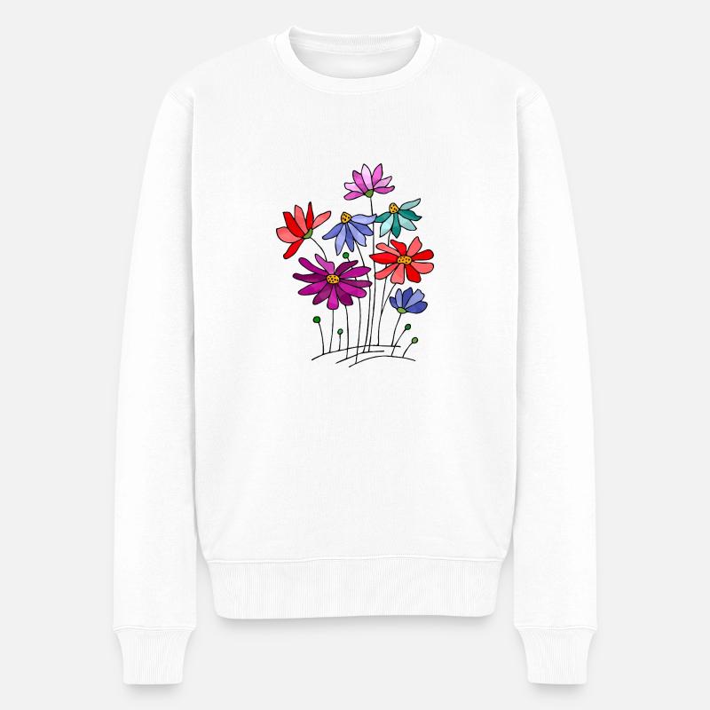 Blumen - Männer Premium Bio Pullover - Weiß