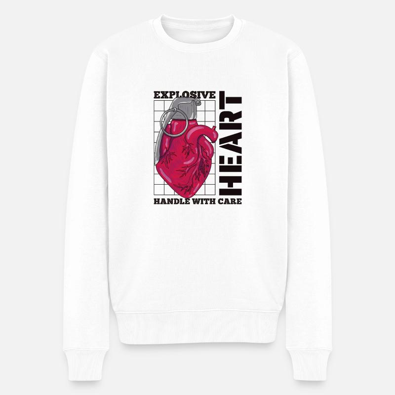 Explodierendes Herz - Männer Premium Bio Pullover - Weiß