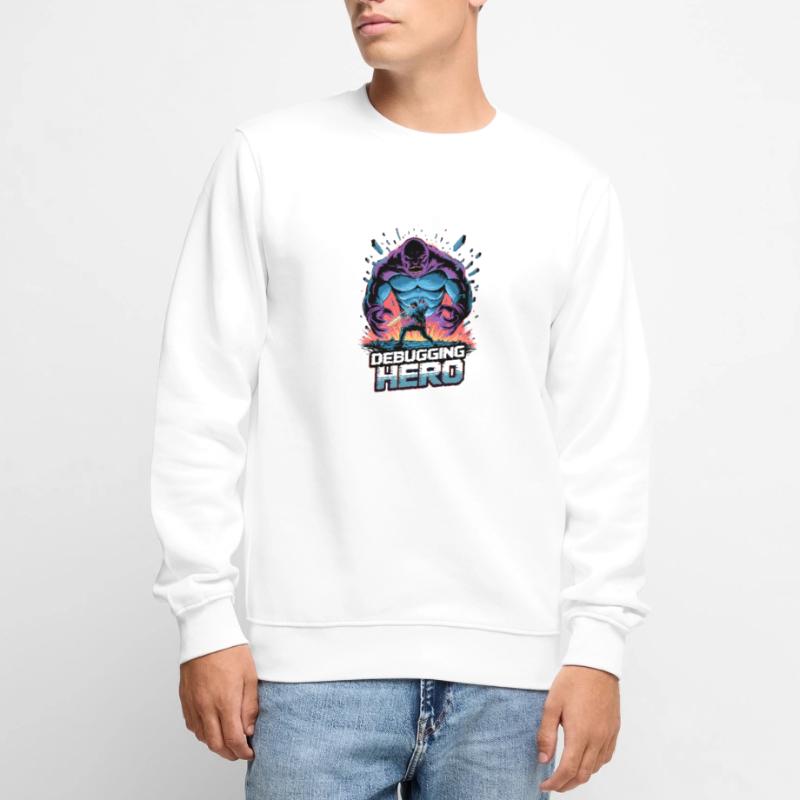 Debugging Hero – Epic Battle Against Code Monsters Men's Premium Organic Jumper