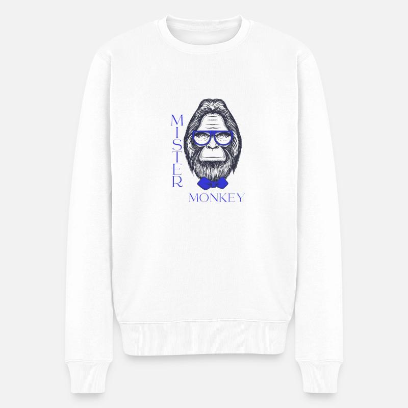 Mister Monkey Shirt - Männer Premium Bio Pullover - Weiß