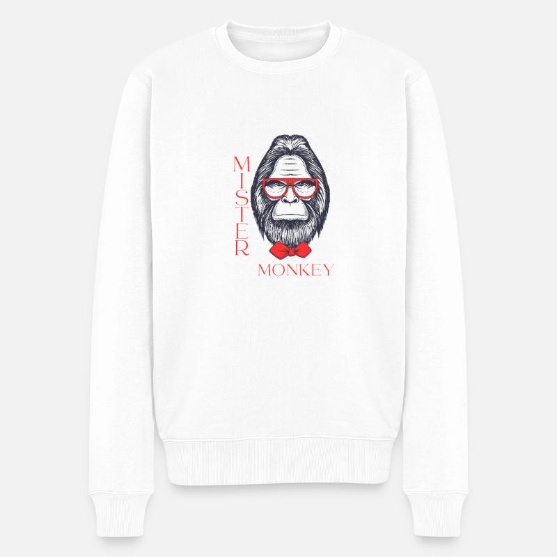 Mister Monkey - Männer Premium Bio Pullover - Weiß