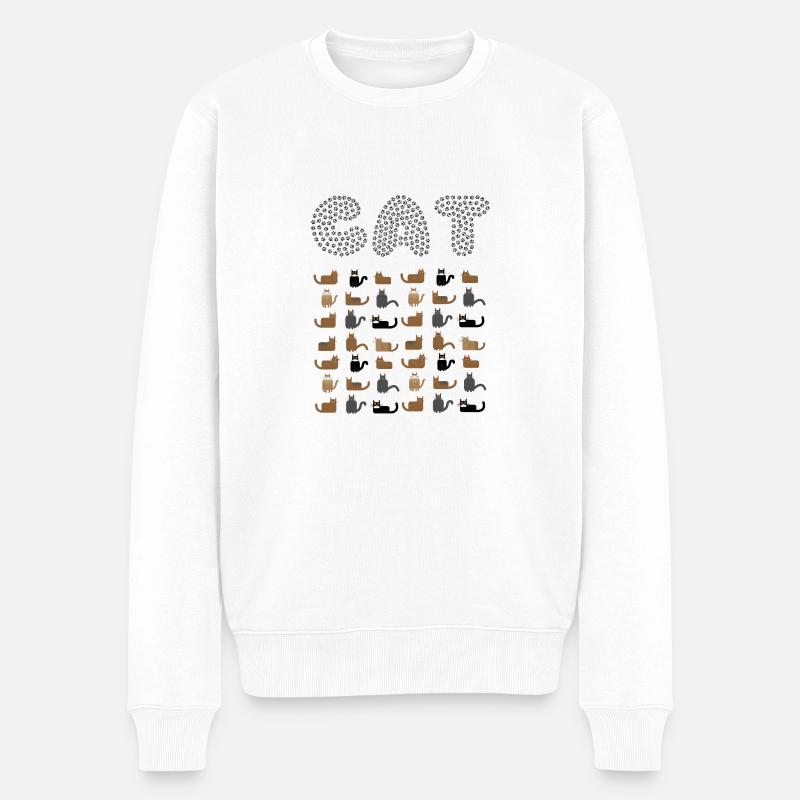 KATZE - Männer Premium Bio Pullover - Weiß