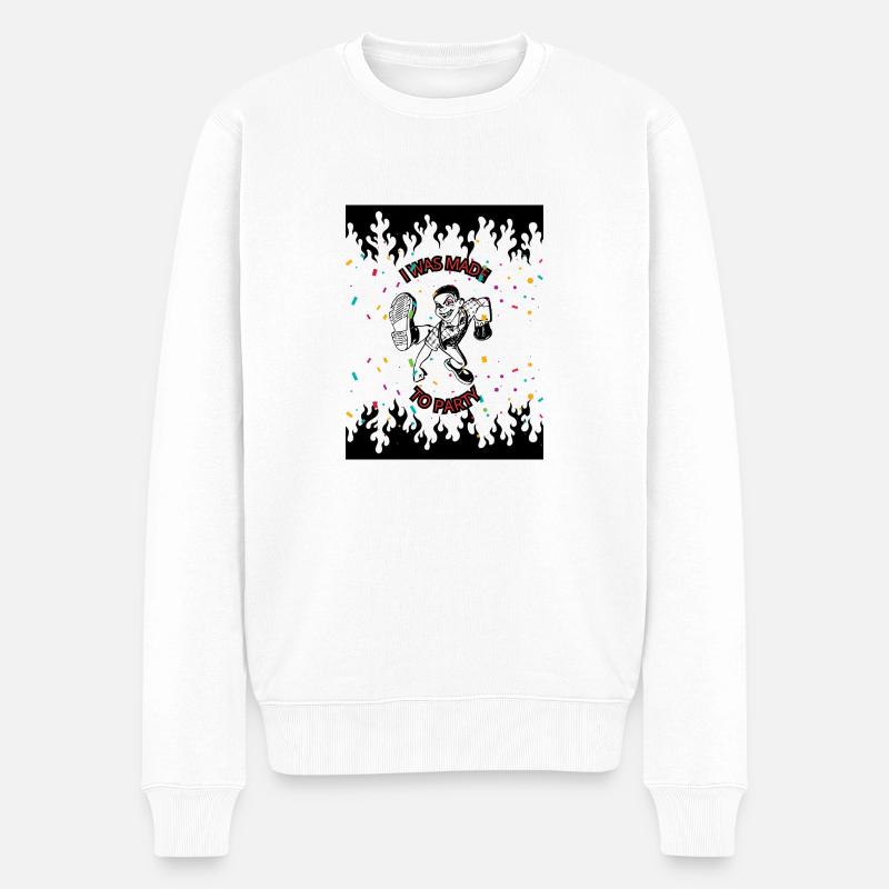 ICH WURDE ZUM FEIERN GEMACHT - Männer Premium Bio Pullover - Weiß