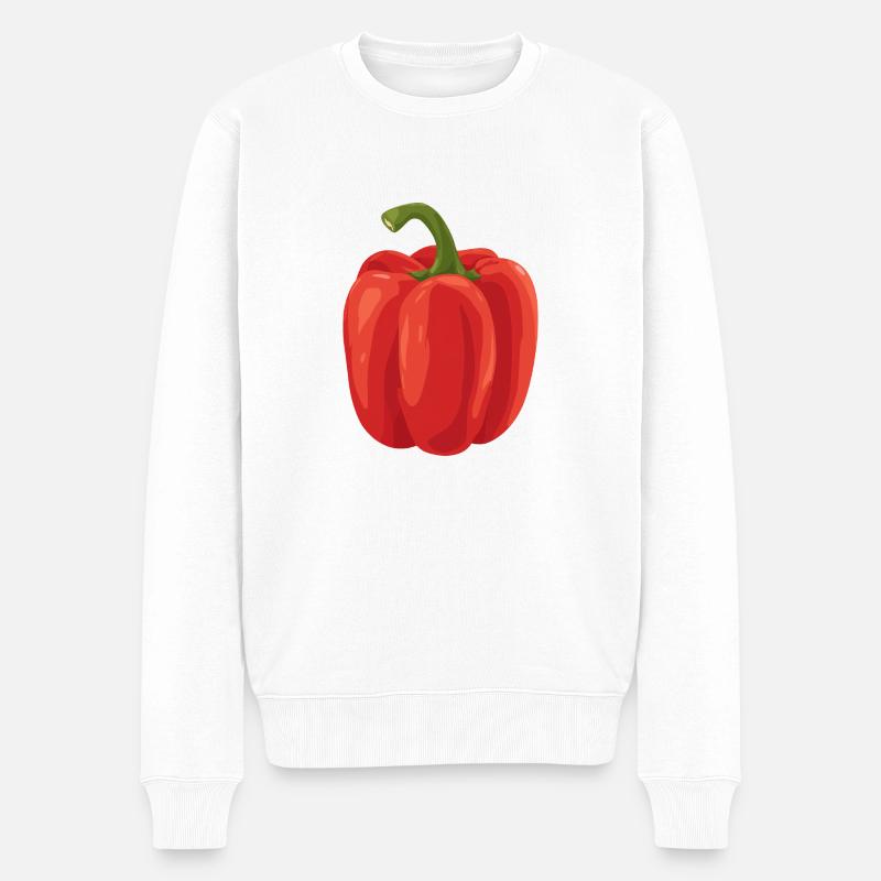 rote Paprika - Männer Premium Bio Pullover - Weiß