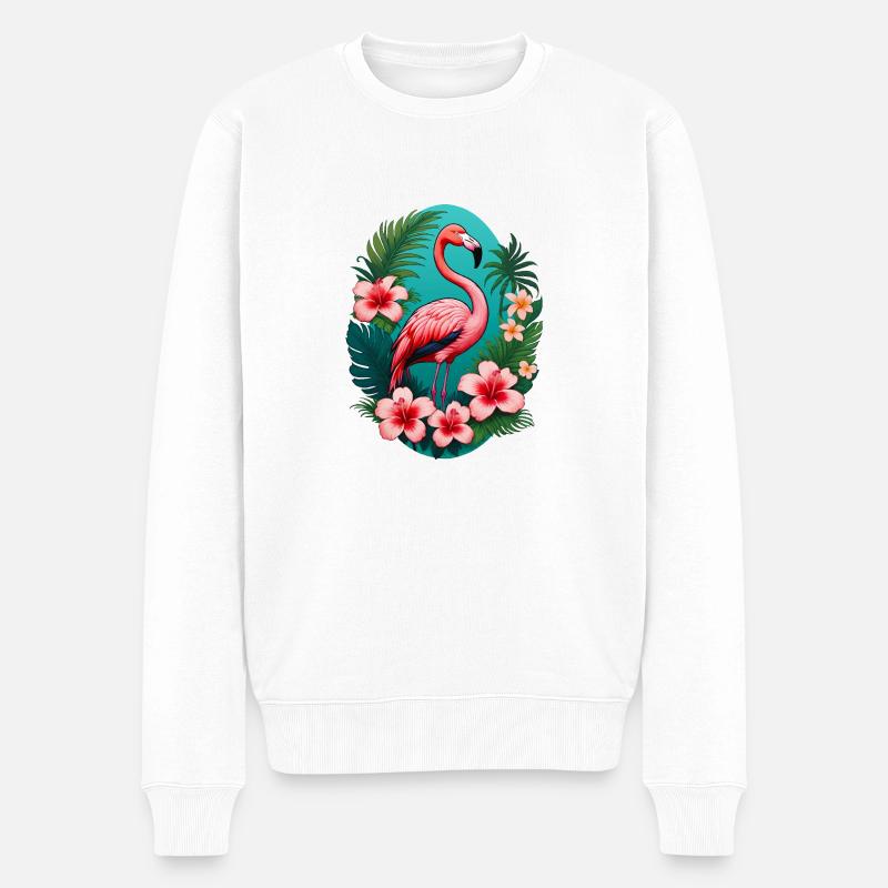 Flamingo - Männer Premium Bio Pullover - Weiß