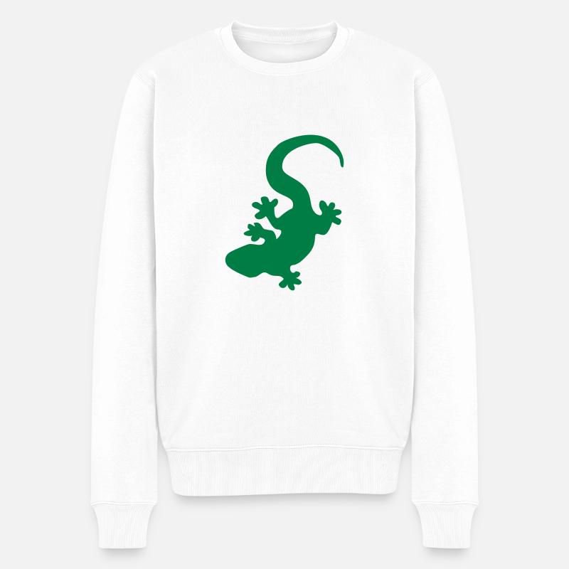 Ein Gecko - Männer Premium Bio Pullover - Weiß