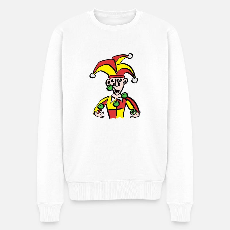 clown harlekin hofnarr kasper komiker narr witzbol - Männer Premium Bio Pullover - Weiß