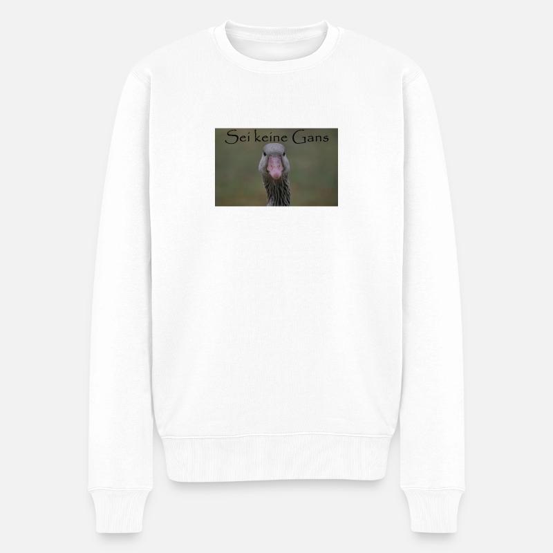 Sei keine Gans - Männer Premium Bio Pullover - Weiß