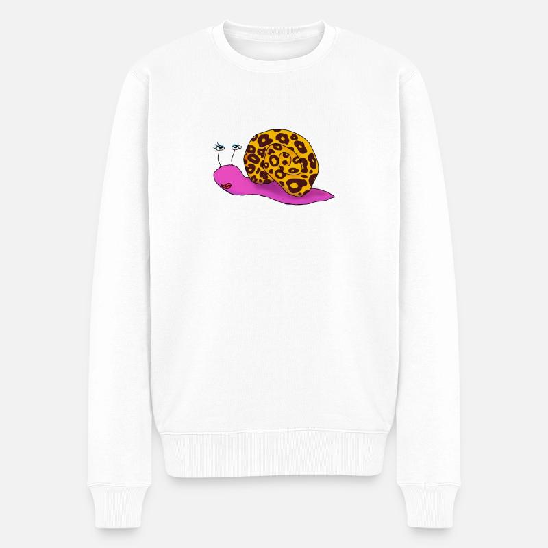 Fashion Schnecke - Männer Premium Bio Pullover - Weiß