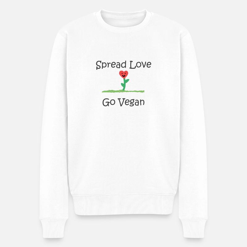 Spread Love - Go Vegan - Männer Premium Bio Pullover - Weiß