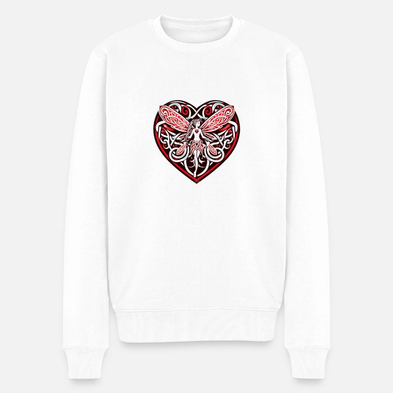 Keltisches Feenherz - Männer Premium Bio Pullover - Weiß