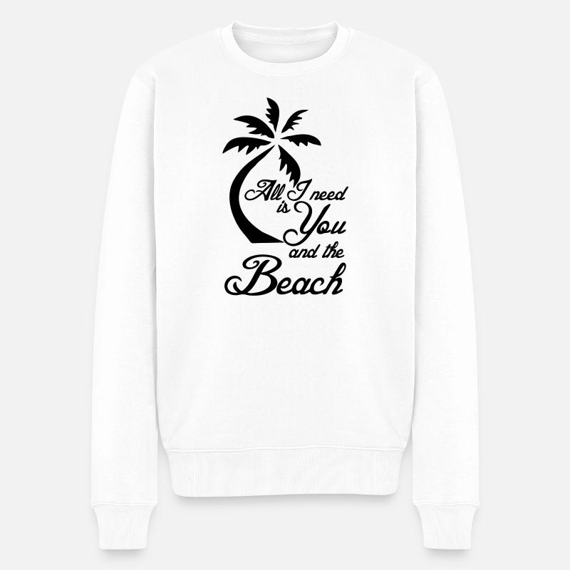 Beach Ferien Strand Urlaub Spruch Geschenk - Männer Premium Bio Pullover - Weiß