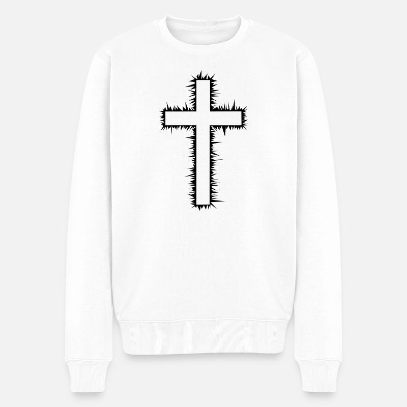 Croix (V) - Pull Premium bio Homme - blanc