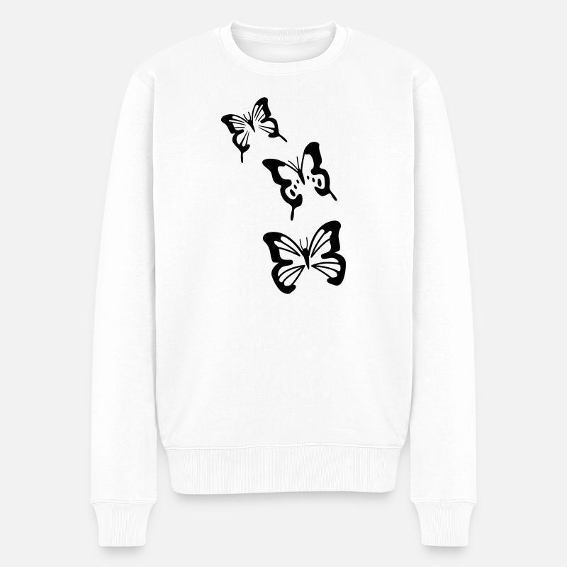 papillons - Pull Premium bio Homme - blanc