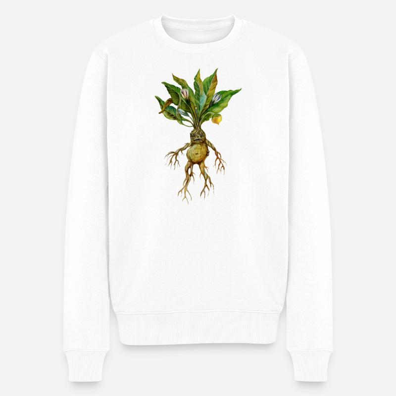Grimmiges Wurzelwesen Fantasy Design - Männer Premium Bio Pullover - Weiß