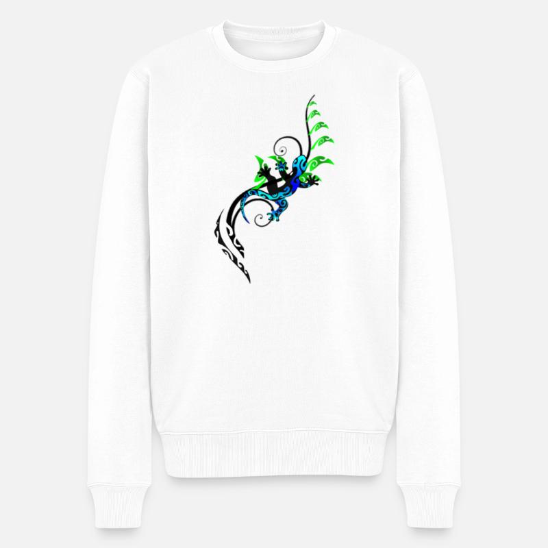 MOKO - BLUE - Männer Premium Bio Pullover - Weiß