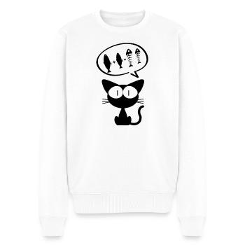 cat, comedy cat, cat owner - Men's Premium Organic Jumper - white - Front - Thijin (182cm)