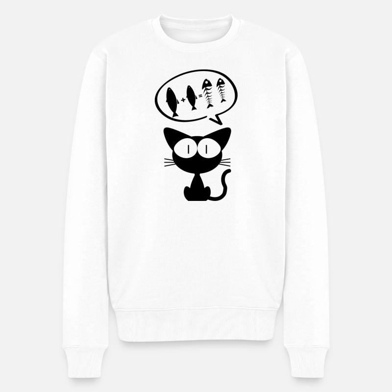 Katze, Comedy-Katze, Katzenbesitzer - Männer Premium Bio Pullover - Weiß