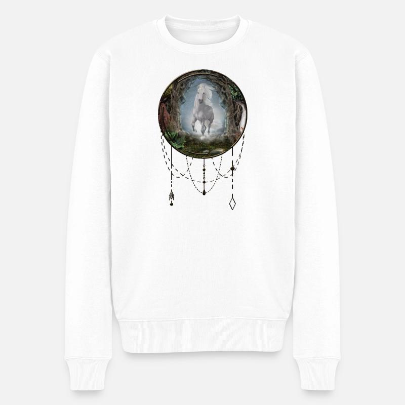 Wunderbares weißes Einhorn - Männer Premium Bio Pullover - Weiß