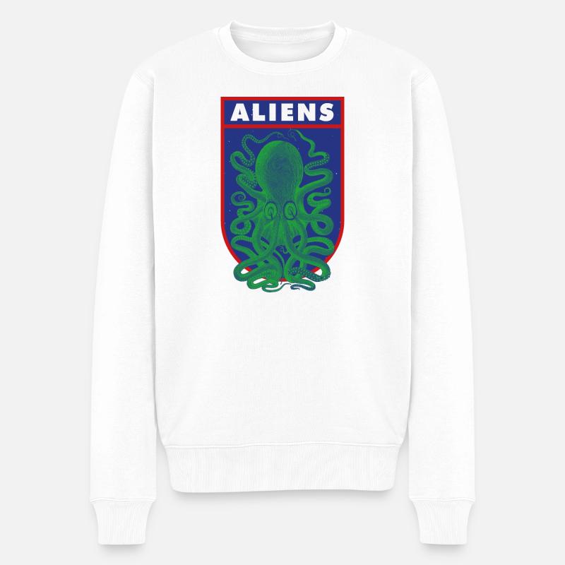 Oktopus-Aliens - Männer Premium Bio Pullover - Weiß