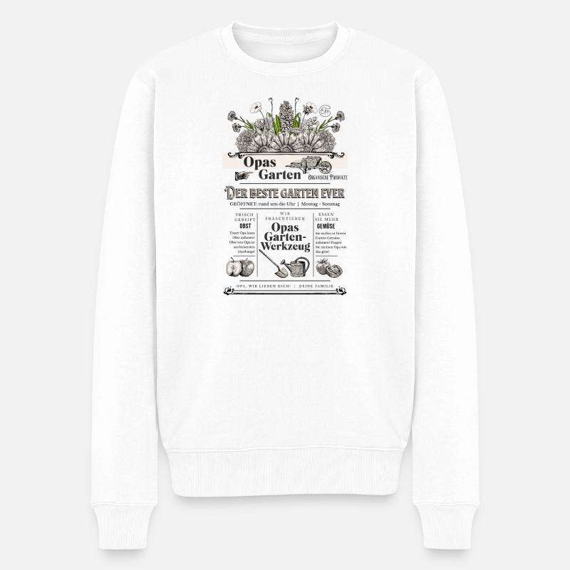 Opa Großvater Garten Gärtner Geschenk - Männer Premium Bio Pullover - Weiß