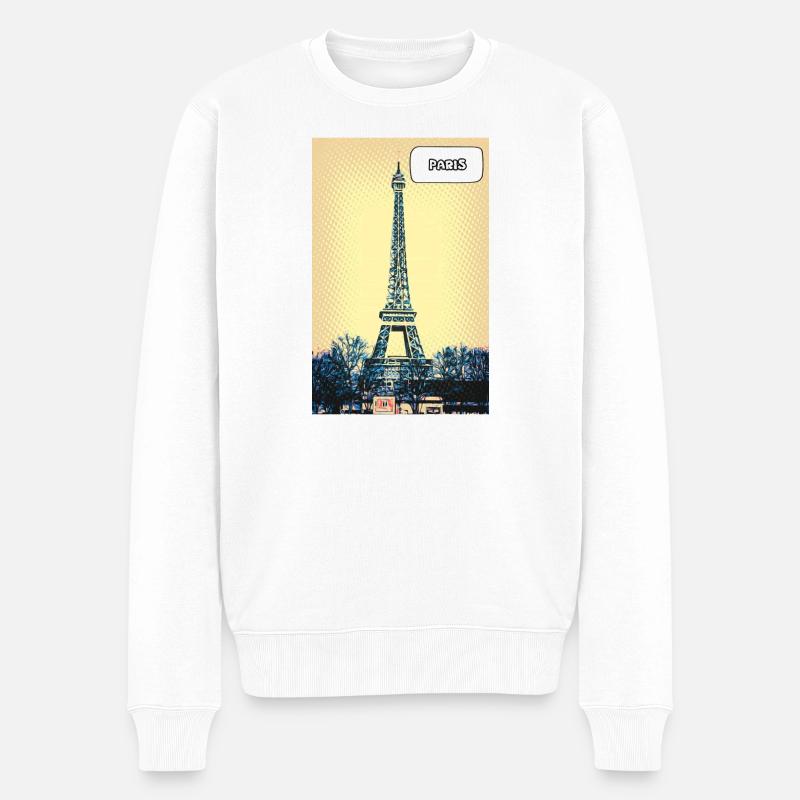 Eiffel Pop Art Paris - Männer Premium Bio Pullover - Weiß