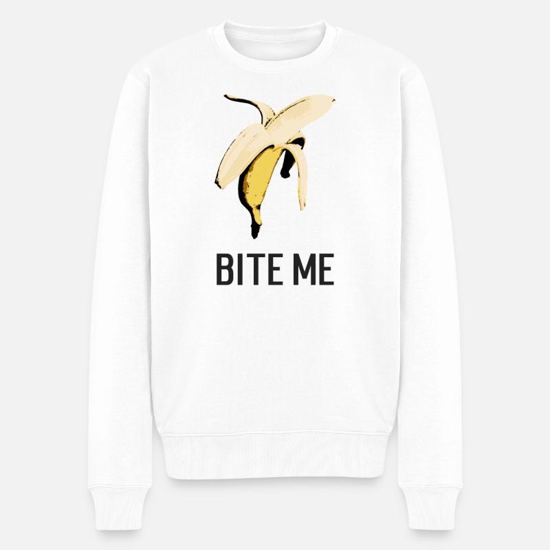 bite me banane - Männer Premium Bio Pullover - Weiß