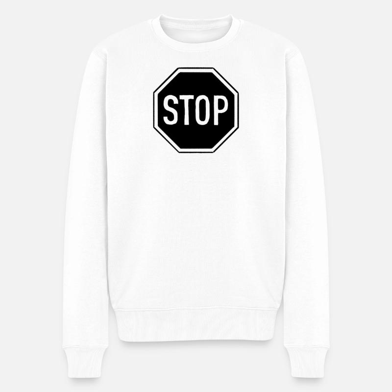Stop-Zeichen - Männer Premium Bio Pullover - Weiß