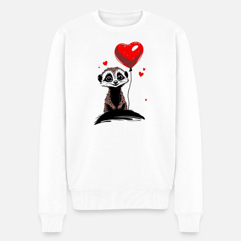Ballon cœur de suricate - Heartful Creatures - Pull Premium bio Homme - blanc