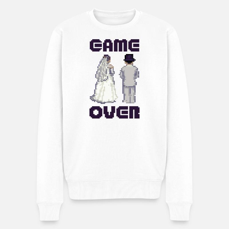 GAME OVER Junggesellenabschied Bräutigam - Männer Premium Bio Pullover - Weiß