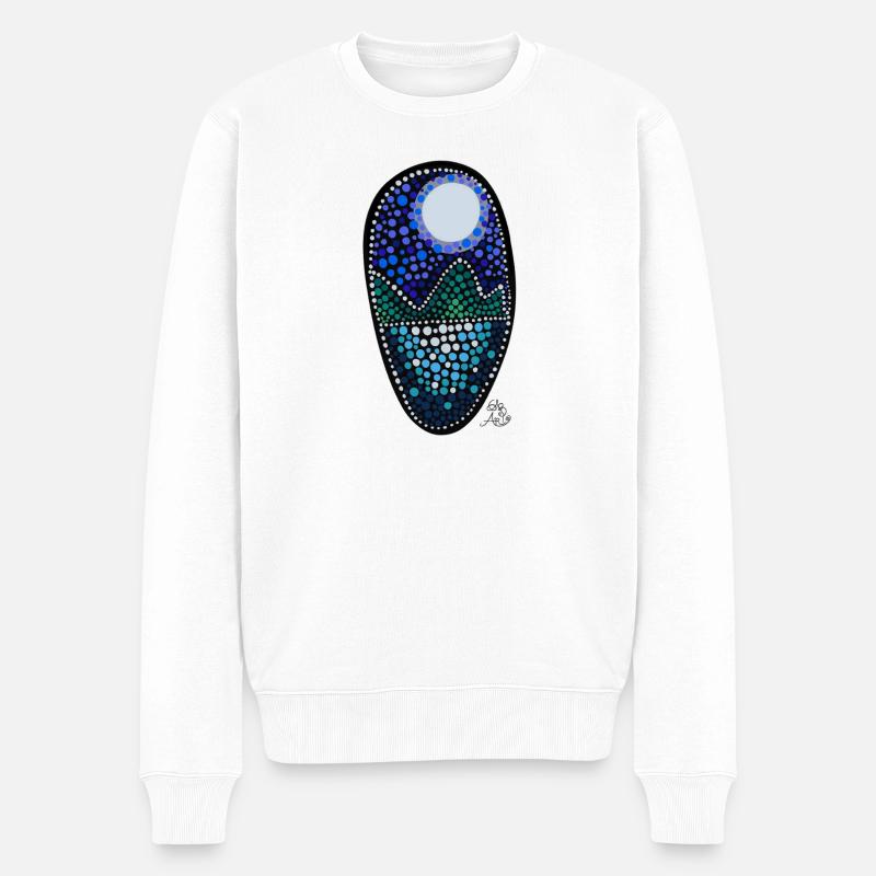 Mondnacht - Männer Premium Bio Pullover - Weiß