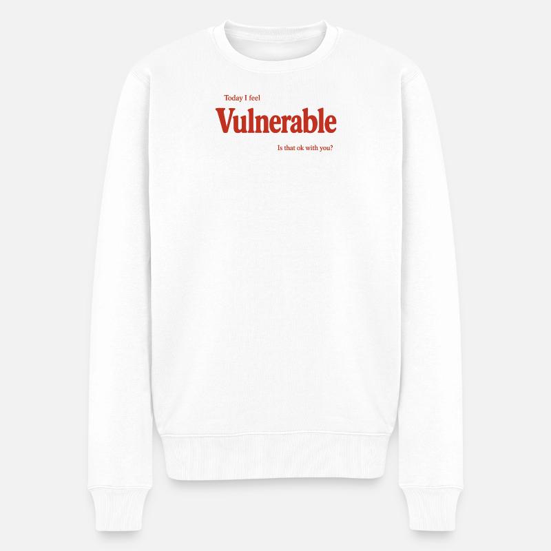 vulnerable_-2- - Männer Premium Bio Pullover - Weiß