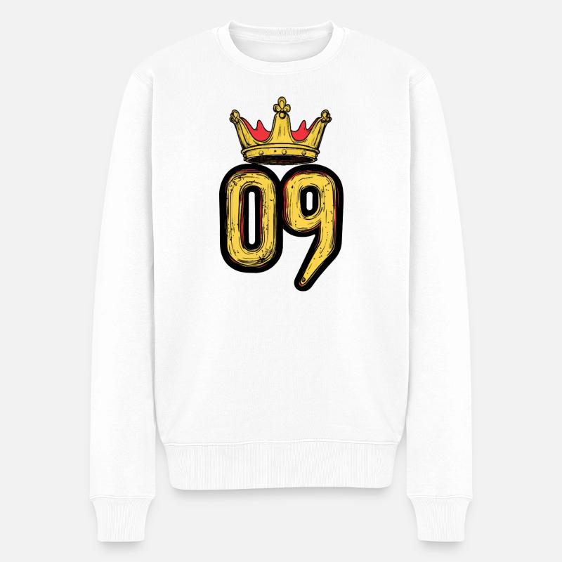 9 Zahl Krone - Männer Premium Bio Pullover - Weiß