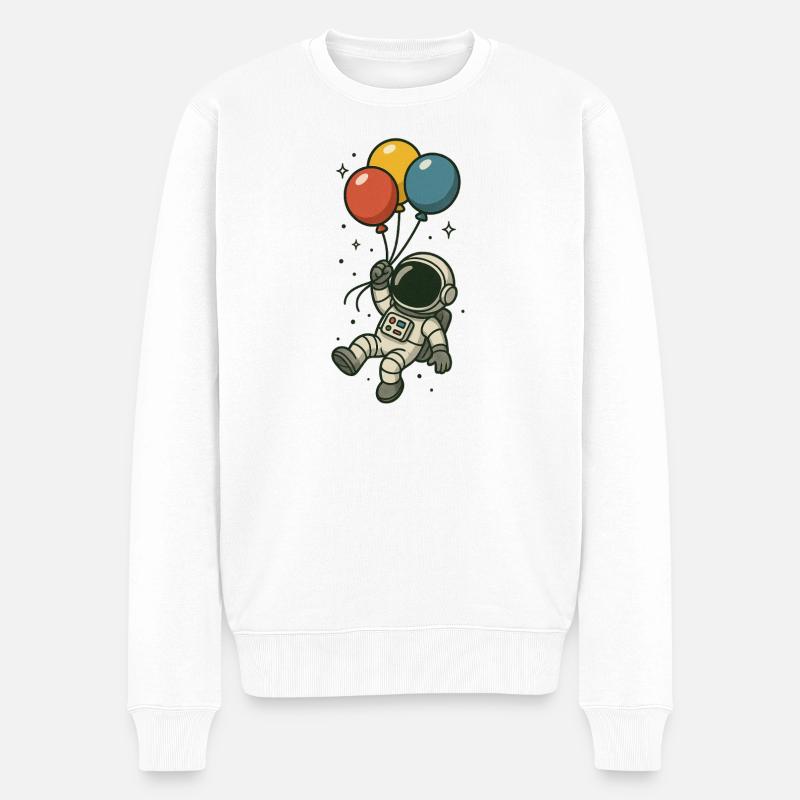 Astronaut mit Ballons - Männer Premium Bio Pullover - Weiß