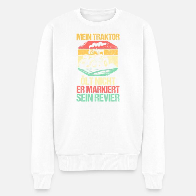 Landwirt Bauernhof Farmer Bauer Traktor - Männer Premium Bio Pullover - Weiß