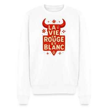 La vie en rouge est blanc - Féria - Pull Premium bio Homme - blanc - Devant - Thijin (182cm)