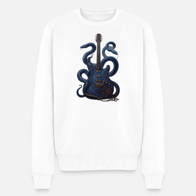 Gitarre Schlange - Männer Premium Bio Pullover - Weiß