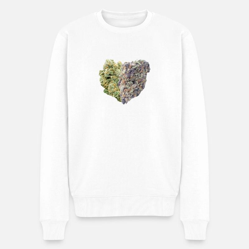 Weed Bud Cannabis Heart Love 420 - Pull Premium bio Homme - blanc