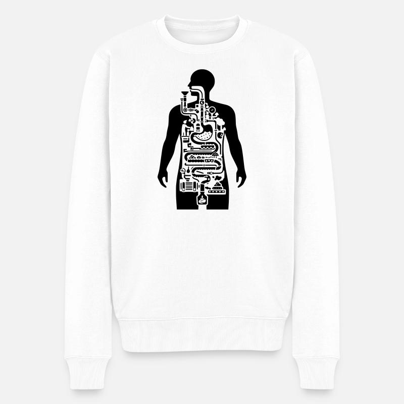 Verdauung Mechanisch Ernährung - Männer Premium Bio Pullover - Weiß