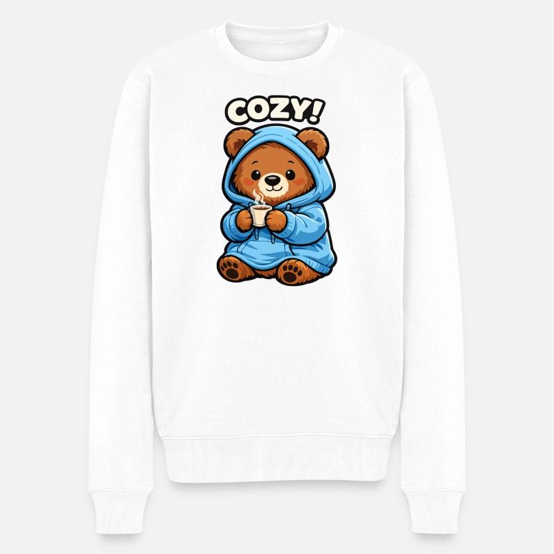 Ours Câlin avec Sweat Coffee - Pull Premium bio Homme - blanc